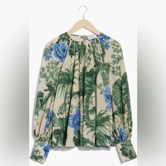& Other Stories Green and Blue Floral Blouse - Picture 3 of 4